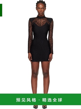 1h可退 香港直邮Balmain 巴尔曼 女士 黑色 Leopard Pattern Lace