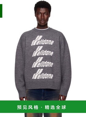 1h可退 香港直邮We11Done 男士 灰色 Logo Pile Knit 毛衣 WDKO12