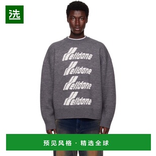 1h可退 香港直邮We11Done 男士 灰色 Logo Pile Knit 毛衣 WDKO12