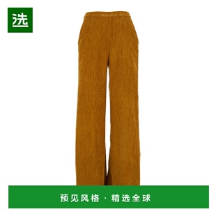 1h可退 香港直邮forte forte 女士 浅褐色松紧带束腰天鹅绒裤子 1