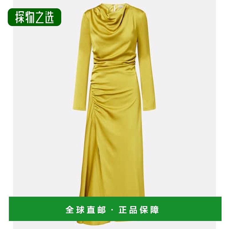 1h可退 香港直邮Simkhai 女士 Odessa 垂褶褶皱缎面中长连衣裙