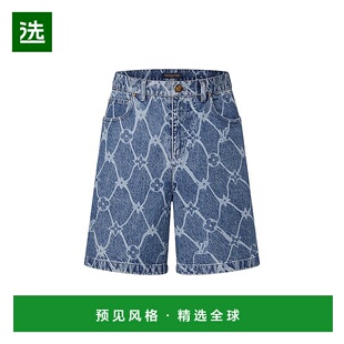 裤 男士 靛蓝色纯棉渔网印花 欧洲直邮LV路易威登24年上新款 1h可退