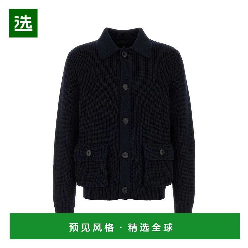 香港直邮Prada 普拉达 男士 深蓝羊毛针织开衫 UMG423SOOO1VI6