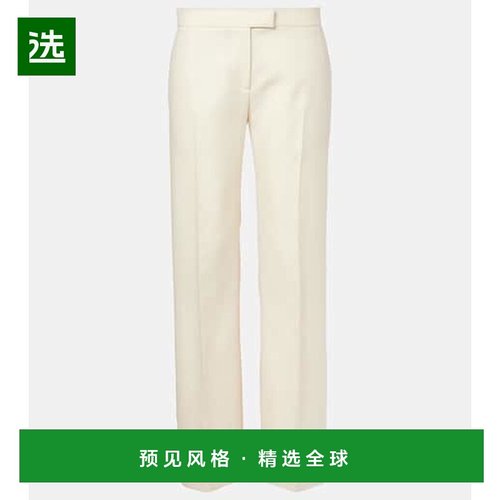 1h可退 香港直邮KHAITE 女士 Callen 羊毛真丝直筒长裤 white白色