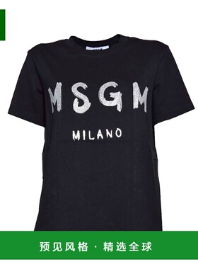 1h可退 香港直邮Msgm 女士 and Polos T恤黑色T恤 3441MDM510G237