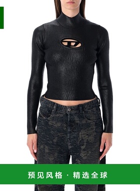 香港直邮Diesel 迪赛 女士 黑色粘胶纤维混纺上衣 A141870QVCE