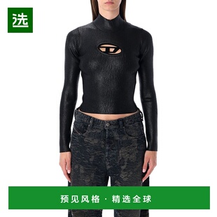 香港直邮Diesel 迪赛 女士 黑色粘胶纤维混纺上衣 A141870QVCE