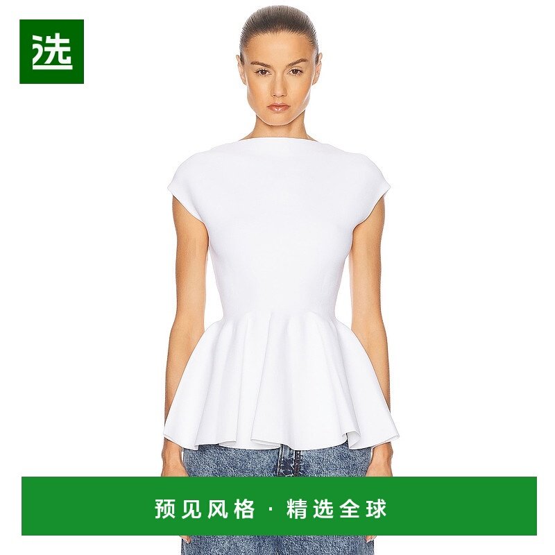1h可退 香港直邮Alaïa 女士 收腰上衣 9H1171K034A white白色 舒,女装/女士精品,T恤,淘宝优惠券,粉丝福利购,淘宝优惠卷