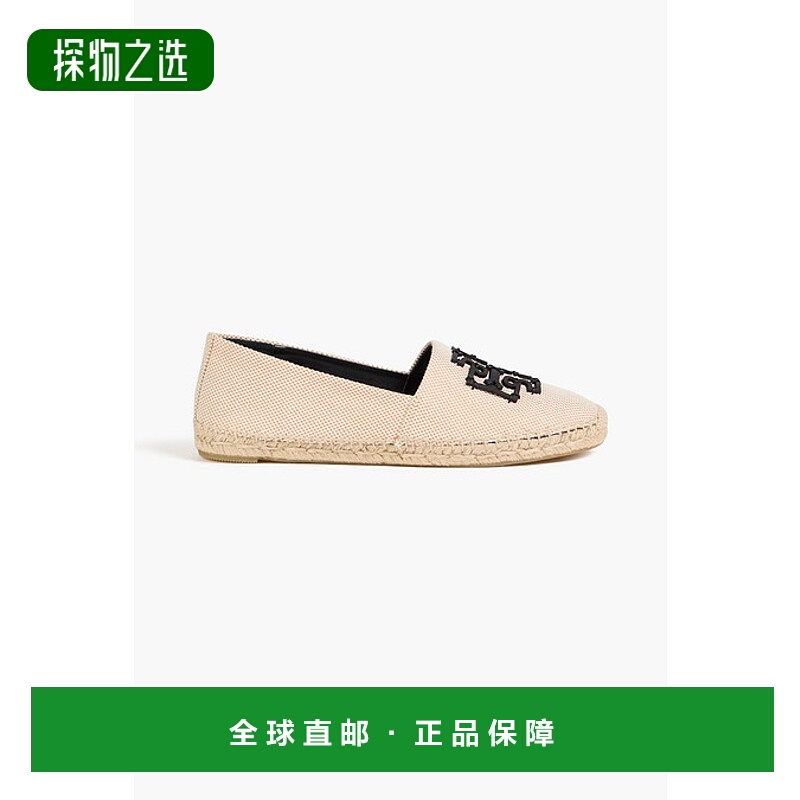 1h可退 香港直邮Tory Burch 托里·伯奇 女士 Ines 精饰帆布麻底