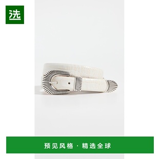 1h可退 香港直邮Anderson'S 女士 Western Mock 窄款鳄鱼纹皮带