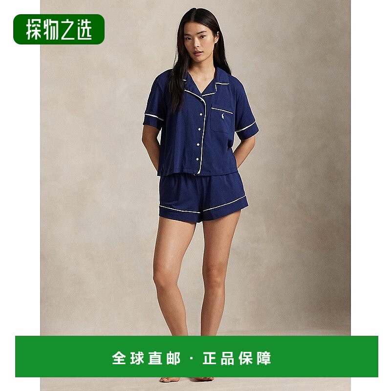 自营欧洲直邮RalphLauren拉夫劳伦 Polo短袖滚边针织睡衣