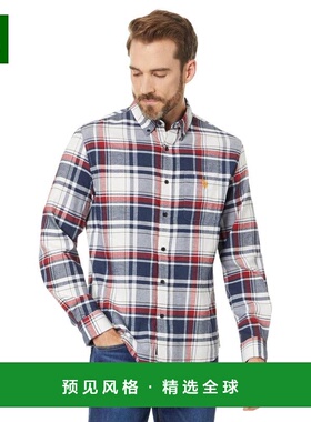 【美国直邮】U S POLO ASSN 长袖经典版型格子衬衫 舒适弹力斜纹