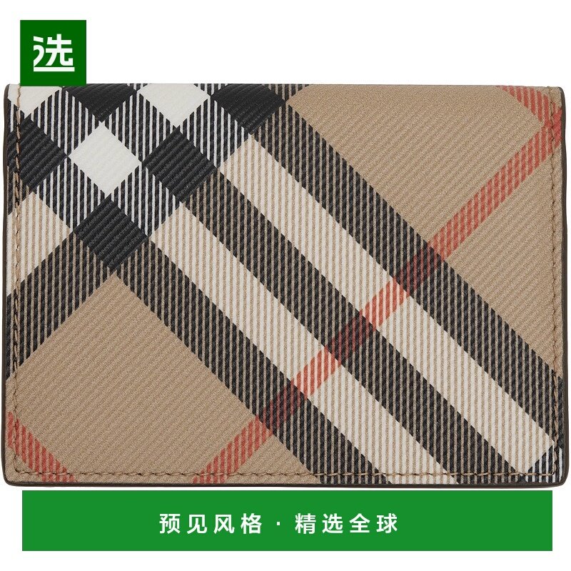 1h可退 香港直邮Burberry 巴宝莉 男士 驼色 Check Folding 卡包