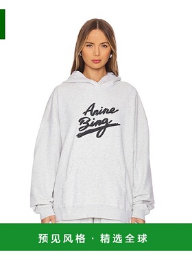 1h可退 香港直邮ANINE BING 女士 灰色 Harvey Signature 连帽衫