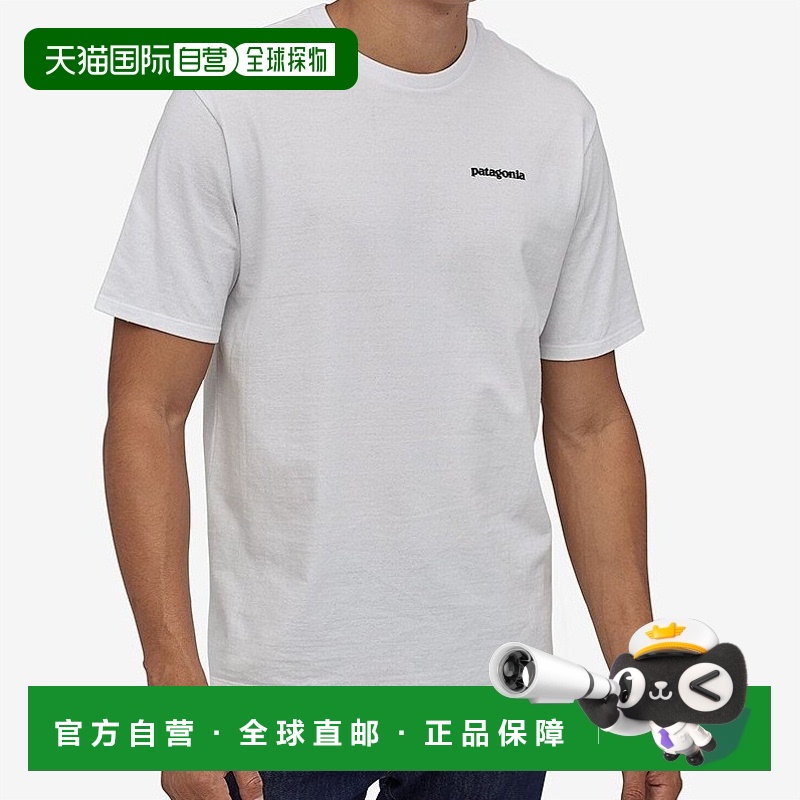 自营欧洲直邮Patagonia/巴塔哥尼亚男士白色棉/涤纶混纺印花短袖