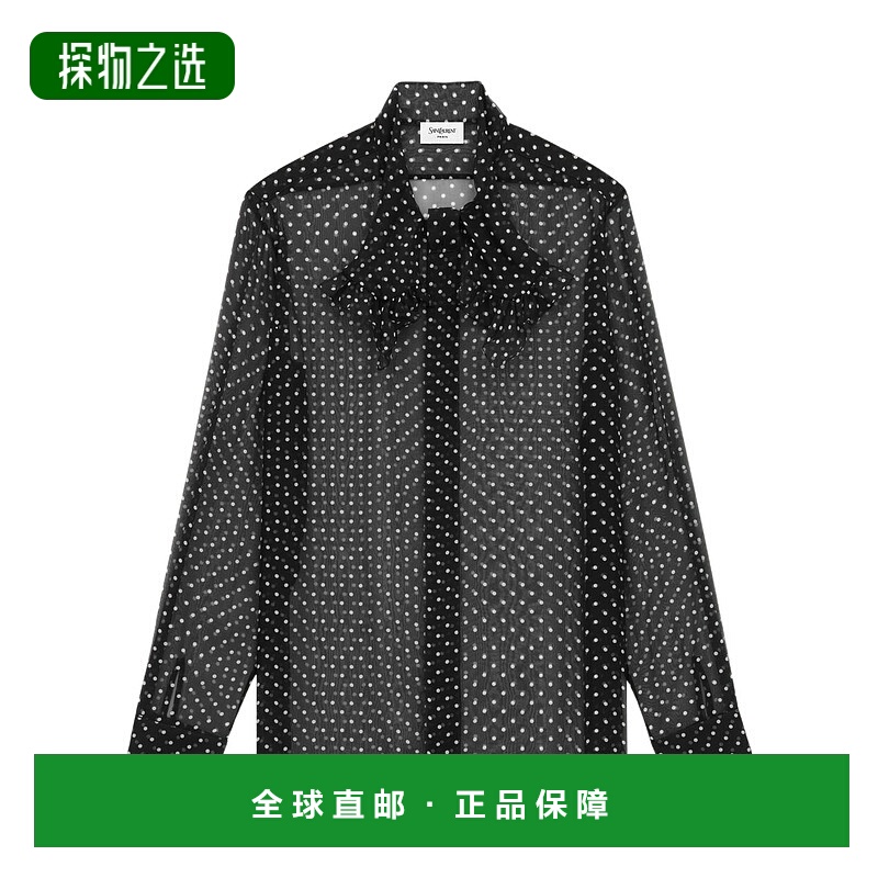 香港直邮Saint Laurent 圆点真丝平纹细布衬衫 822216Y3H46