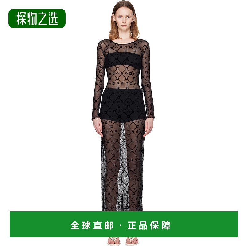 香港直邮Marine Serre 女士 黑色 Moonogram Mesh Flock LS Crewn