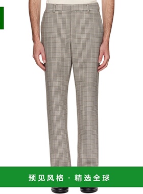 1h可退 香港直邮BOSS 波士 男士 驼色 Relaxed-Fit Checked Stret