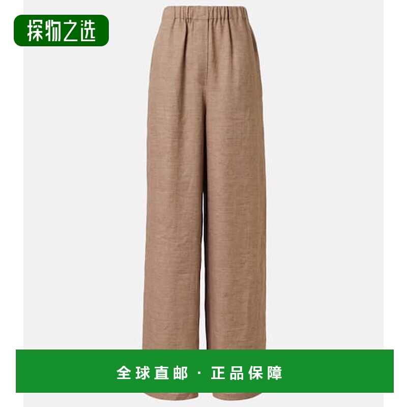 1h可退 香港直邮Loro Piana 诺悠翩雅 女士 Valerio 高腰亚麻阔腿
