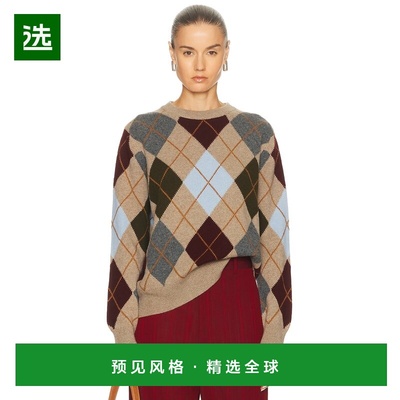 1h可退 香港直邮DAUGHTER 女士 菱形宽松圆领针织衫 WL24205