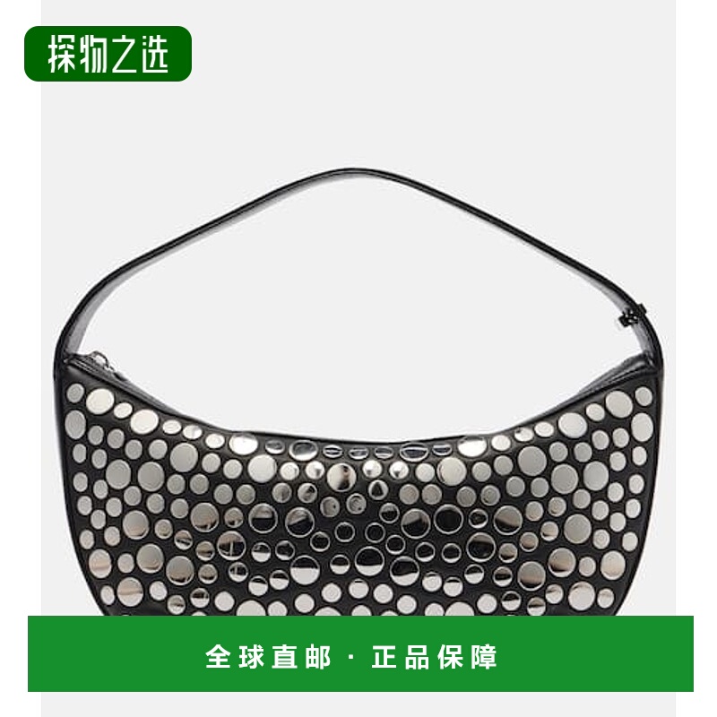 香港直邮Staud 女士 Demy 小号铆钉皮革肩包 black黑色 舒适时尚