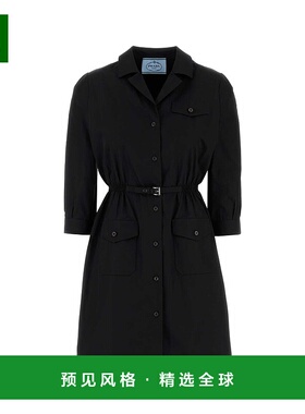 1h可退 香港直邮Prada 普拉达 女士 黑色府绸衬衫式连衣裙 P3N15E