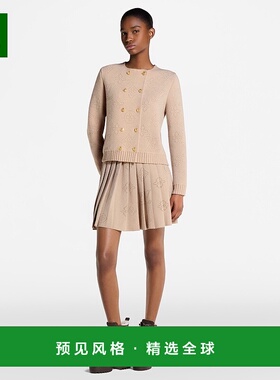 1h可退 欧洲直邮LV路易威登 Mahina女士驼米色羊毛老花图案开衫