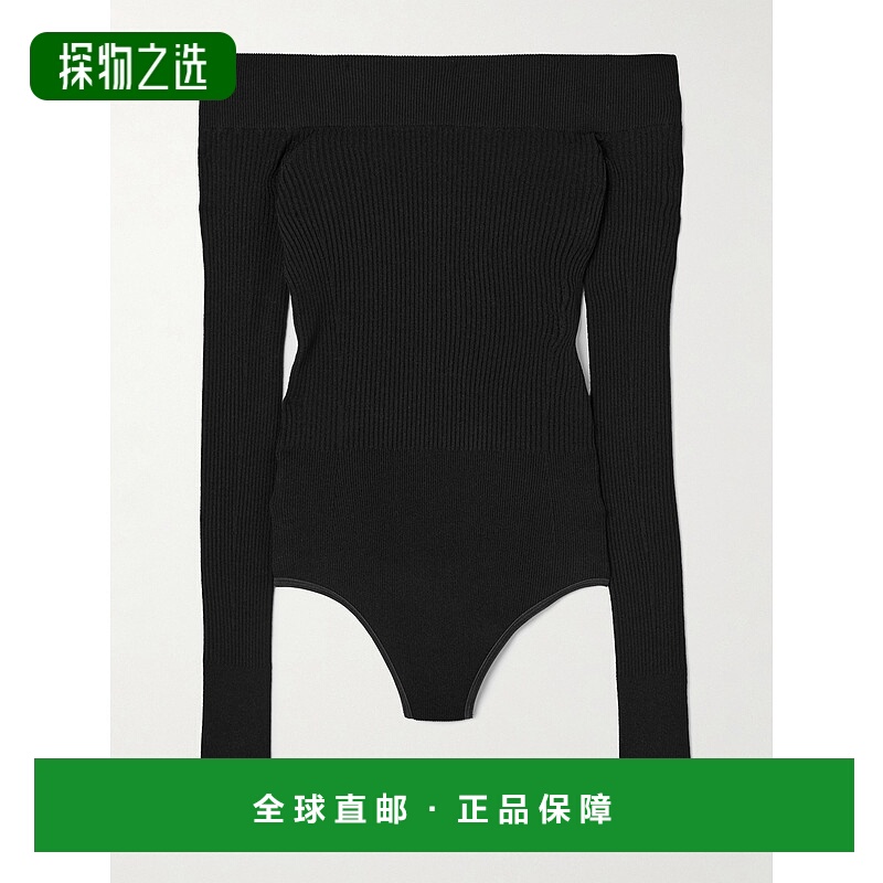 1h可退 香港直邮Alaïa 女士 露肩罗纹针织连体衣 AA9B0342K017A