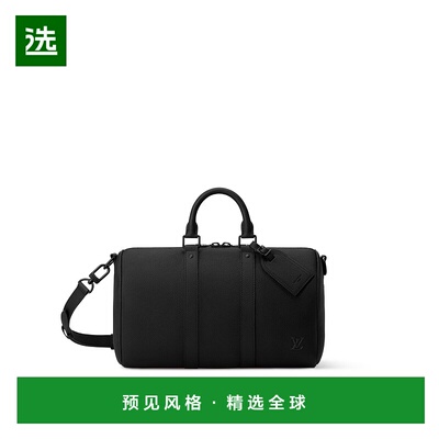 欧洲直邮LV路易威登 Keepall系列男士黑色小牛皮拉链开合单肩包