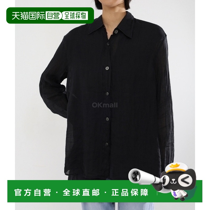 韩国直邮our legacy 无背衬里衬衫黑色薄纱苎麻长袖衬衫W2232BLB