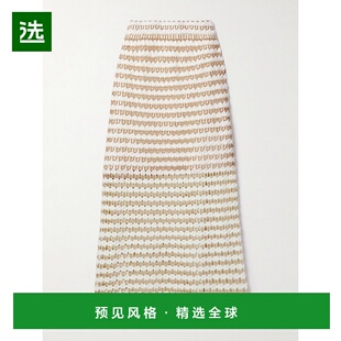 1h可退 香港直邮ZIMMERMANN 女士 Tallow 条纹钩花棉混纺中长半身