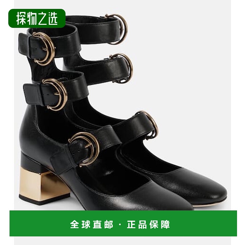 1h可退 香港直邮Chloe 蔻依 女士 Alizè 皮质浅口鞋 black黑色