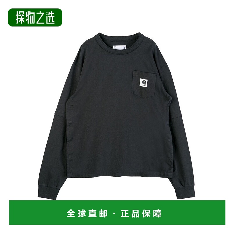 香港直邮Sacai 男士 SACAI X CARHARTT WIP and Polos T恤黑色T恤