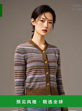 香港直邮Ganni 长袖针织开衫 K2355羊毛高档流行穿搭时尚百搭舒适