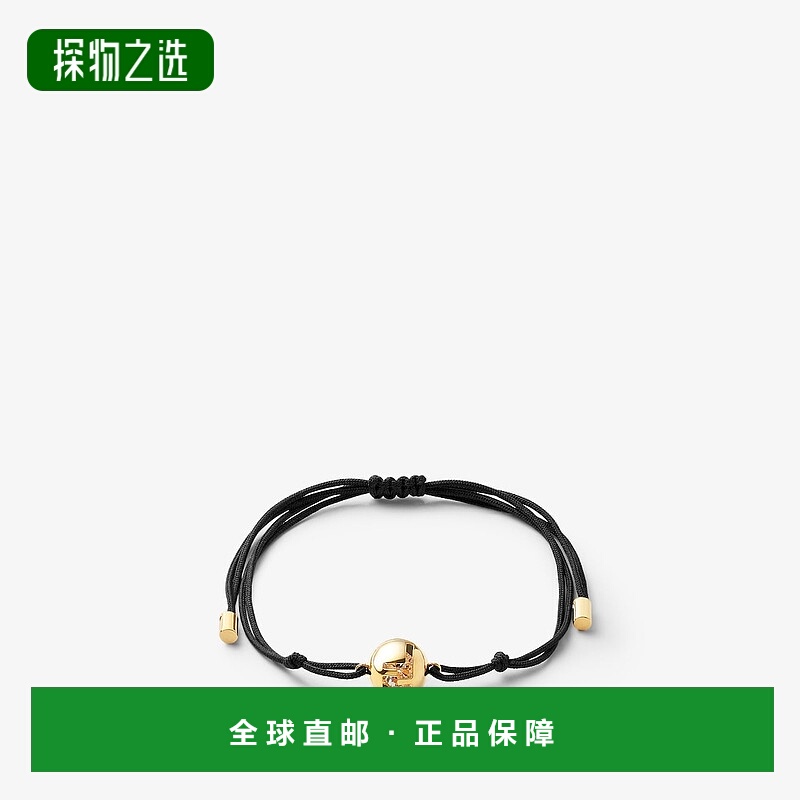 欧洲直邮FENDI (2025) Fendi Sphera 手链 - 黑色绳索和金色金属