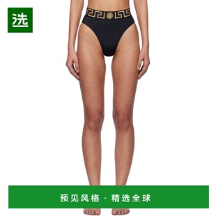 香港直邮Versace 范思哲 女士 黑色 Greca Border High Waist 比