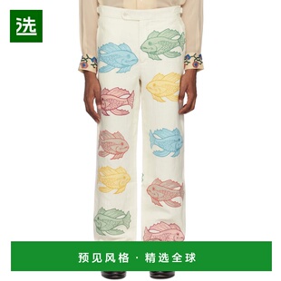 1h可退 香港直邮Bode 男士 灰白色 Piscine Appliqué 长裤 MRS24