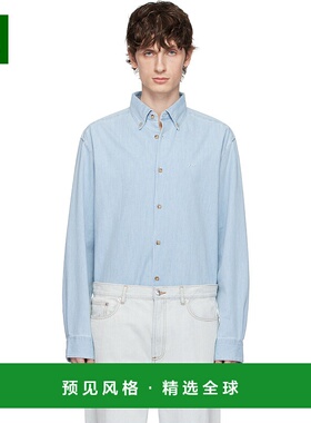 1h可退 香港直邮A.P.C. 男士 蓝色 Mathias 牛仔衬衫 COGXXH12586