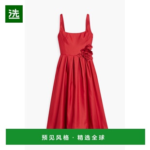 1h可退 香港直邮MARCHESA NOTTE 女士 花朵装饰丝硬缎中长连衣裙