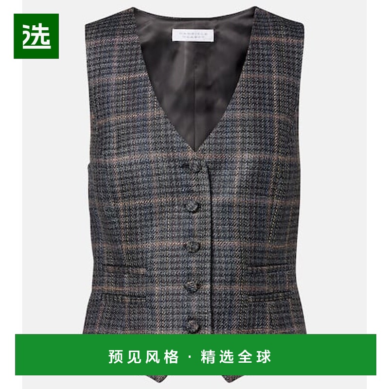 1h可退 香港直邮Gabriela Hearst 女士 Coleridge 格纹羊毛真丝背