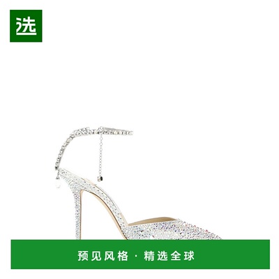 1h可退 欧洲直邮JIMMY CHOO 女士高跟鞋SAEDA100BAMIVORYCRYSTAL