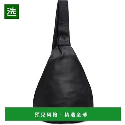 1h可退 香港直邮Yohji Yamamoto 山本耀司 男士 黑色中号褶裥斜挎