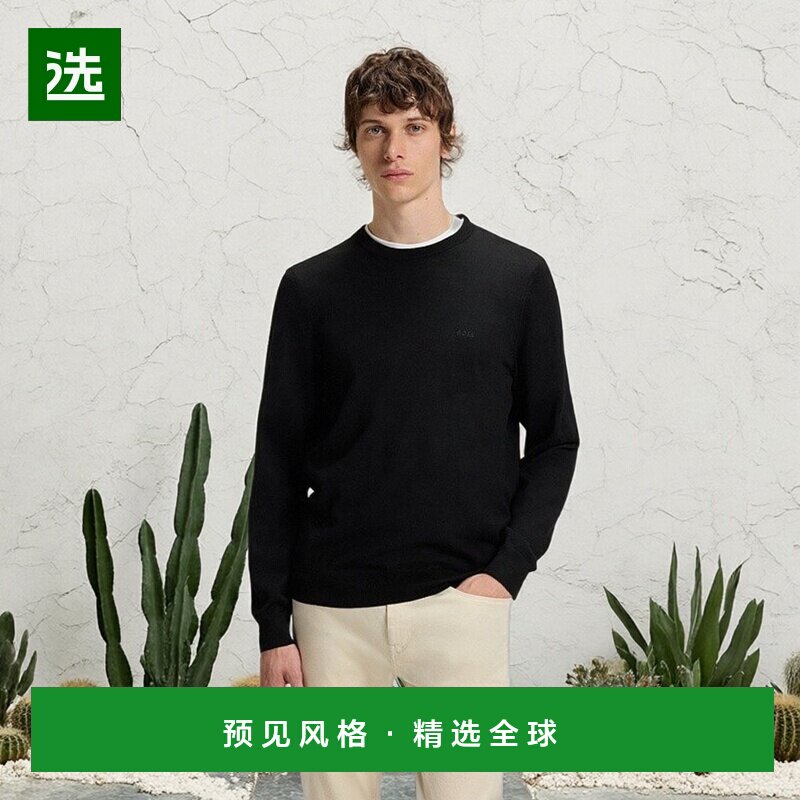 欧洲直邮HUGO BOSS雨果BOSS BLACK 带刺绣标志普通纯羊毛毛衣
