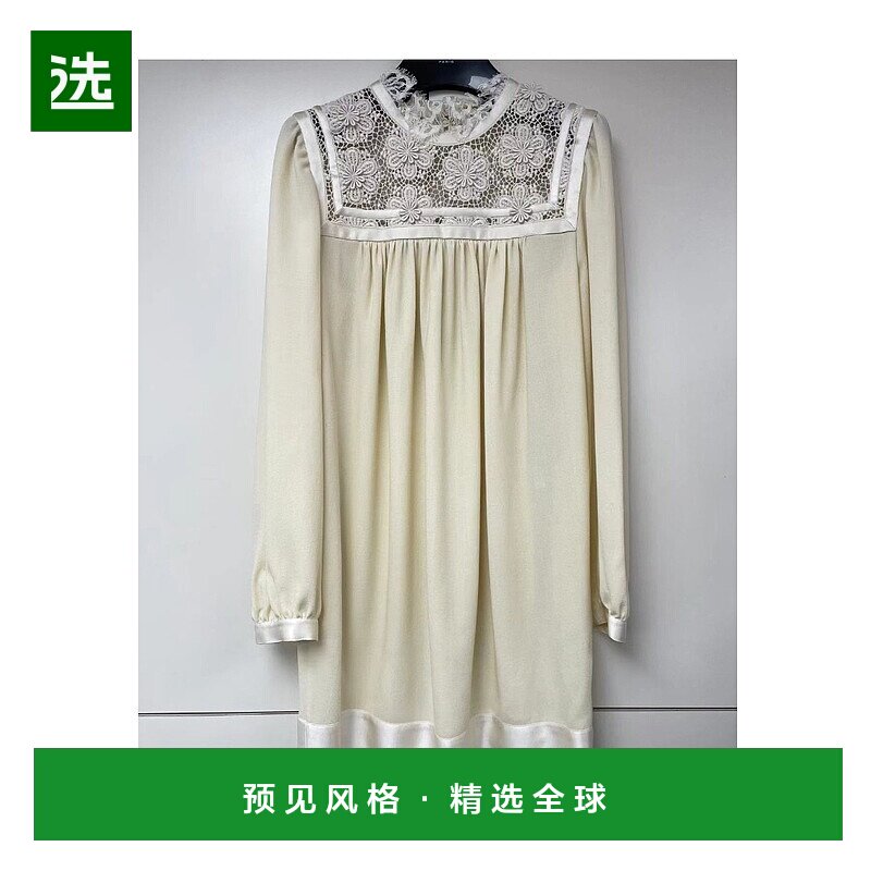 香港直邮Saint Laurent 徽标长袖连衣裙 665112Y3D04