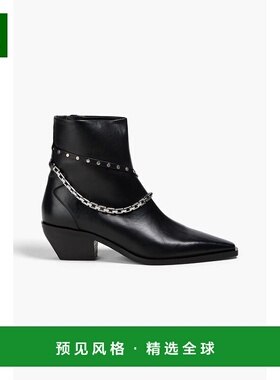 1h可退 香港直邮Iro 女士 精饰皮质短靴 WP36EDDYBLA38 black黑色