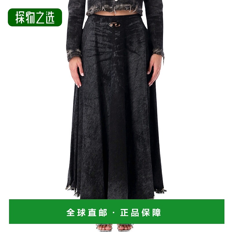 香港直邮Diesel 迪赛 女士 Runway 黑色牛仔长款半身裙 A21505007