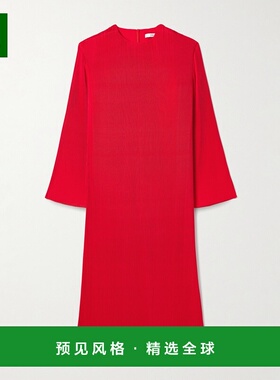 1h可退 香港直邮TIBI 女士 泡泡纱绉纱中长连衣裙 W125PL1655RED