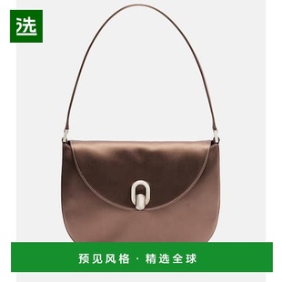 1h可退 香港直邮SAVETTE 女士 Tondo 小号绸缎肩包 brown棕色 舒