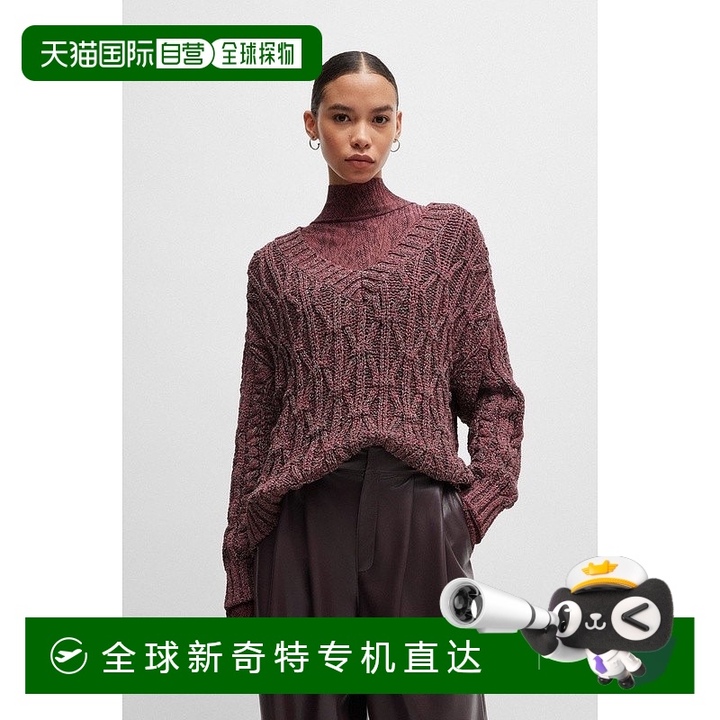 欧洲直邮HUGO BOSS雨果BOSS BLACK 结构针织V领