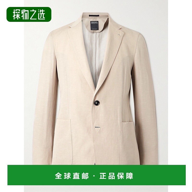 香港直邮Zegna 杰尼亚 男士 羊毛亚麻混纺西装外套 1DJSS077650